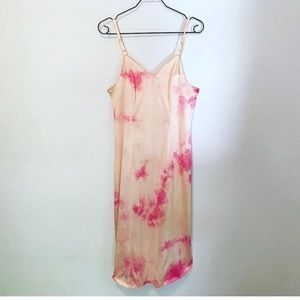 Hand dyed vintage slip dress in romantic pink hues